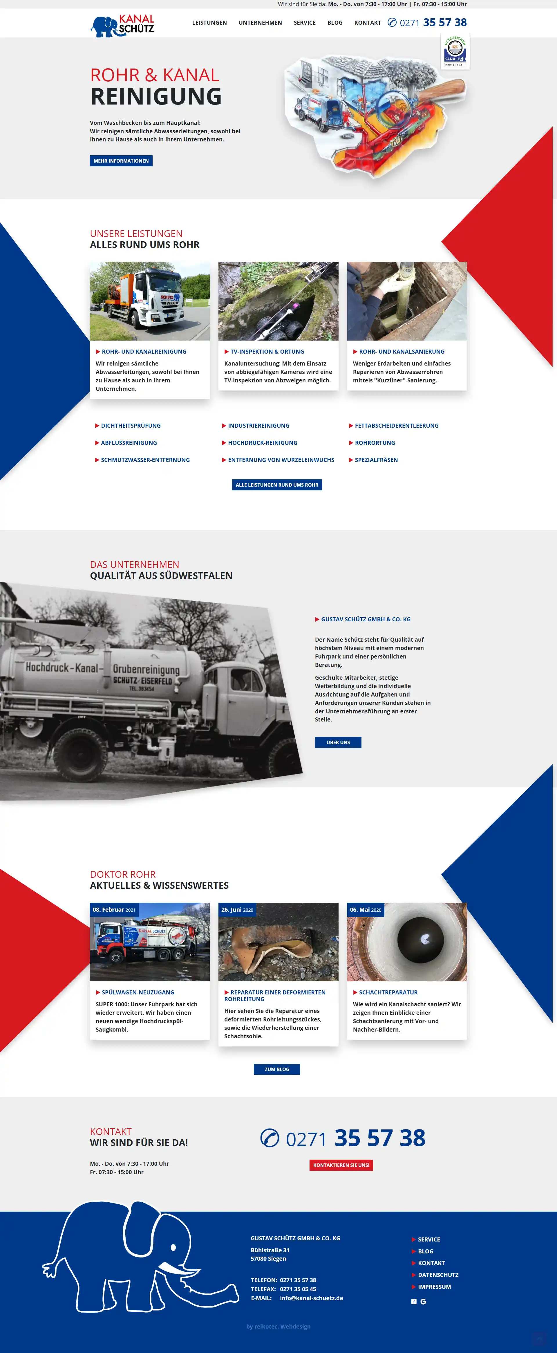 Website Kanal Schütz, Desktop-Ansicht