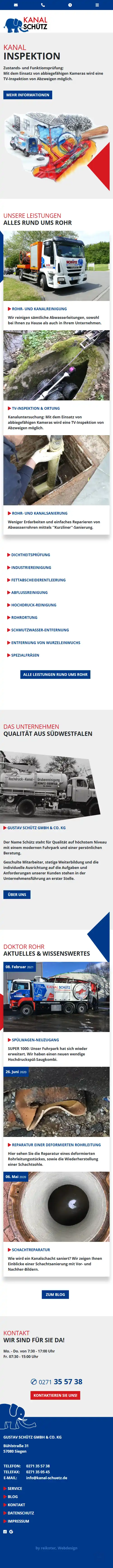 Website Kanal Schütz, Handy-Ansicht