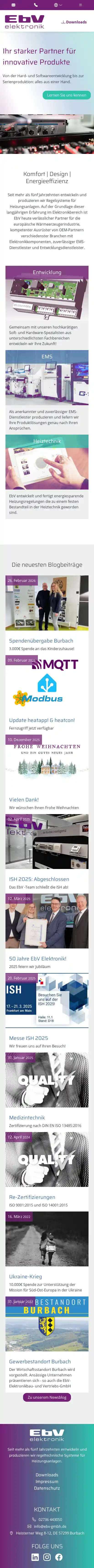 Website EbV Elektronikbau, Handy-Ansicht