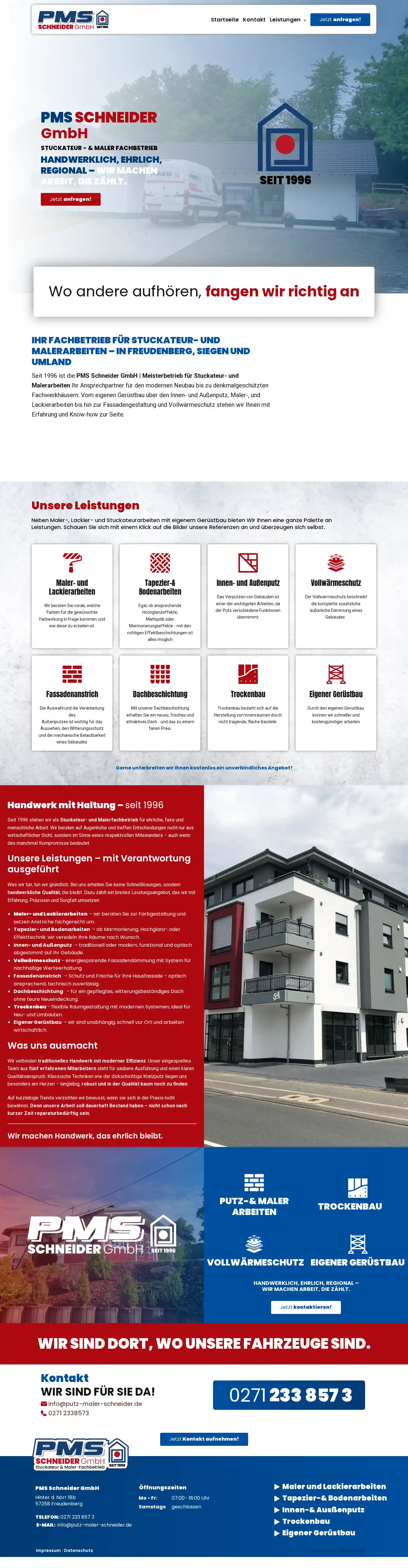 Website PMS Schneider GmbH, Desktop-Ansicht