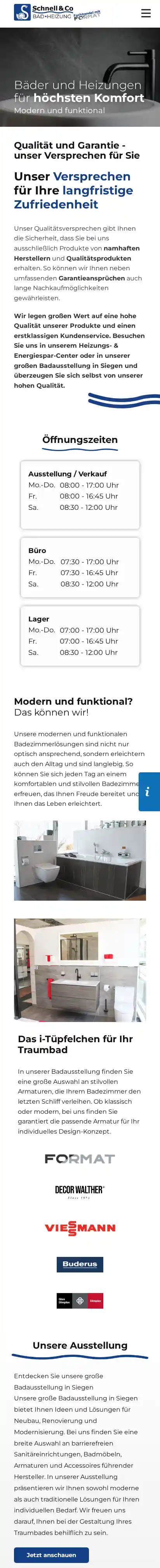 Website Schnell & Co GmbH, Handy-Ansicht
