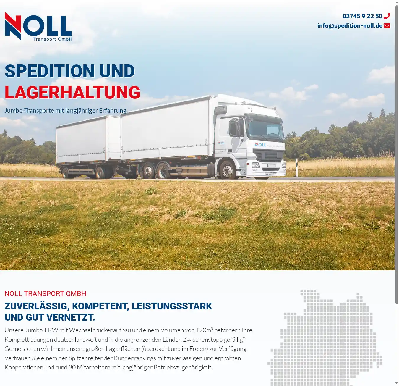 Website Spedition Noll, Desktop-Ansicht