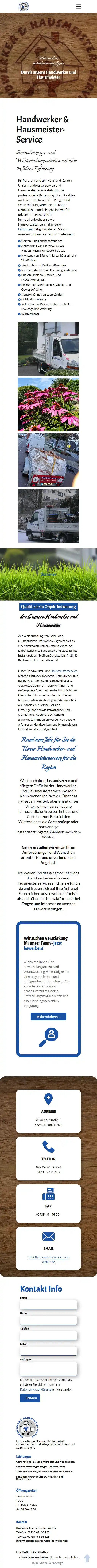 Website Hausmeisterservice Ice Weller, Handy-Ansicht