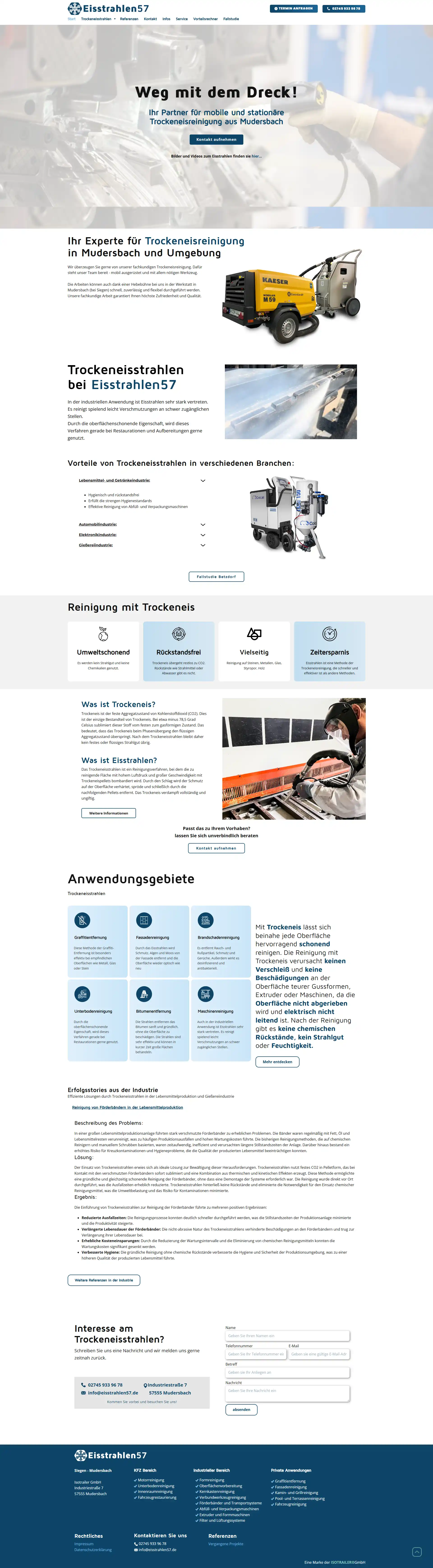 Website Eisstrahlen57, Desktop-Ansicht