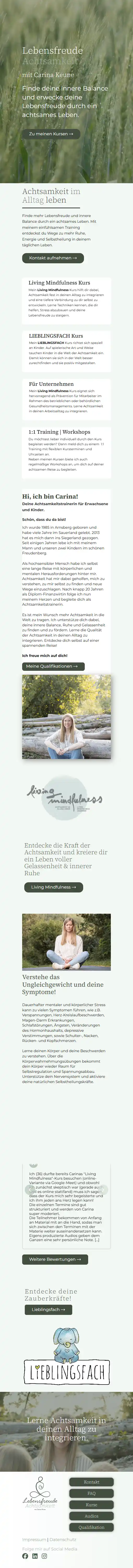 Website Lebensfreude Achtsamkeit Carina Keune, Handy-Ansicht