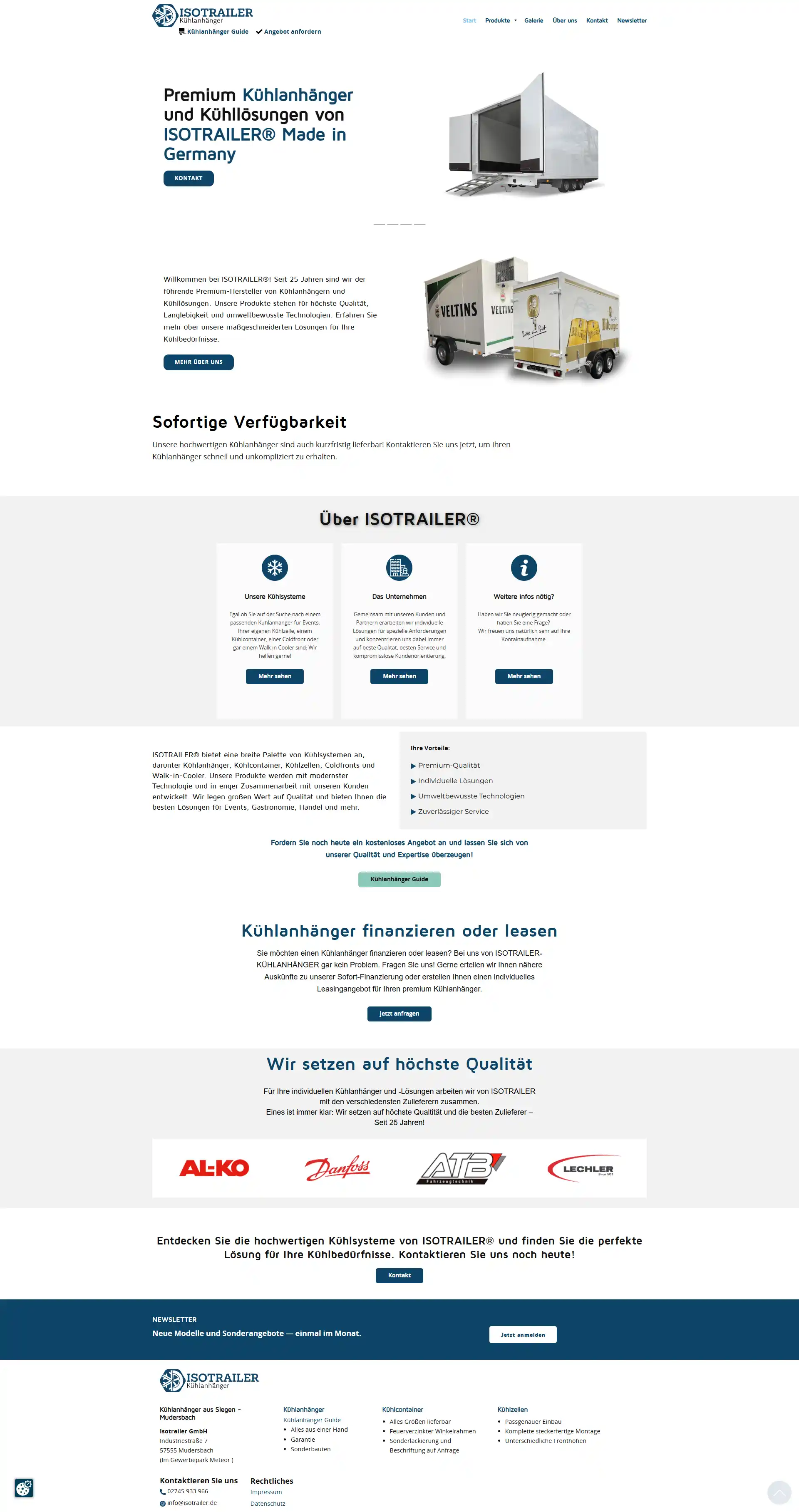 Website Isotrailer GmbH, Desktop-Ansicht