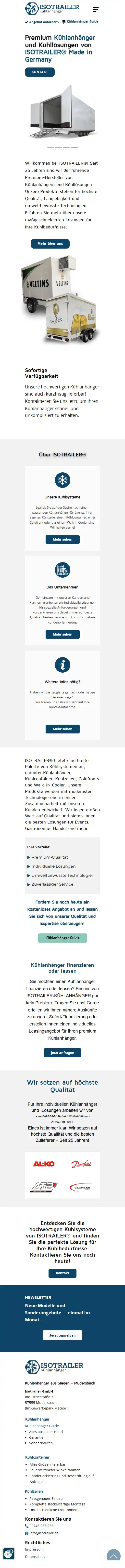 Website Isotrailer GmbH, Handy-Ansicht