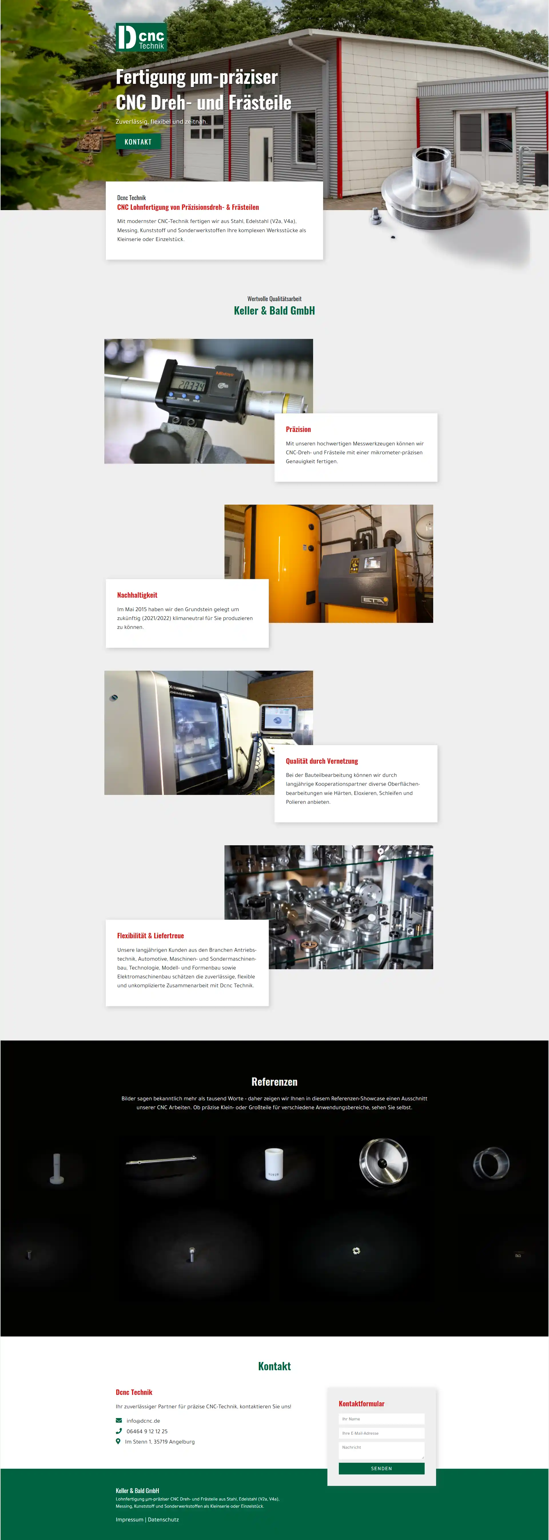 Website DCNC Keller & Bald, Desktop-Ansicht