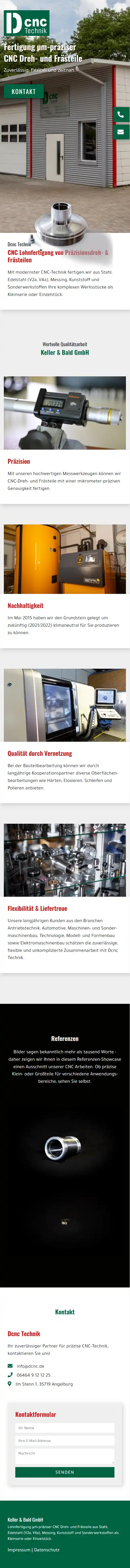 Website DCNC Keller & Bald, Handy-Ansicht