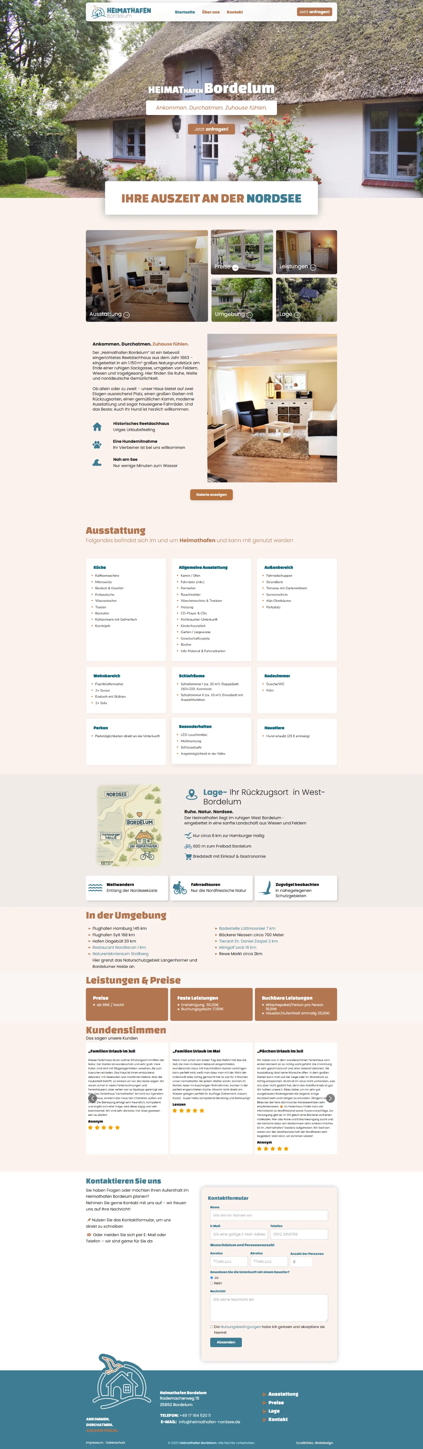 Website Heimathafen Bordelum, Desktop-Ansicht