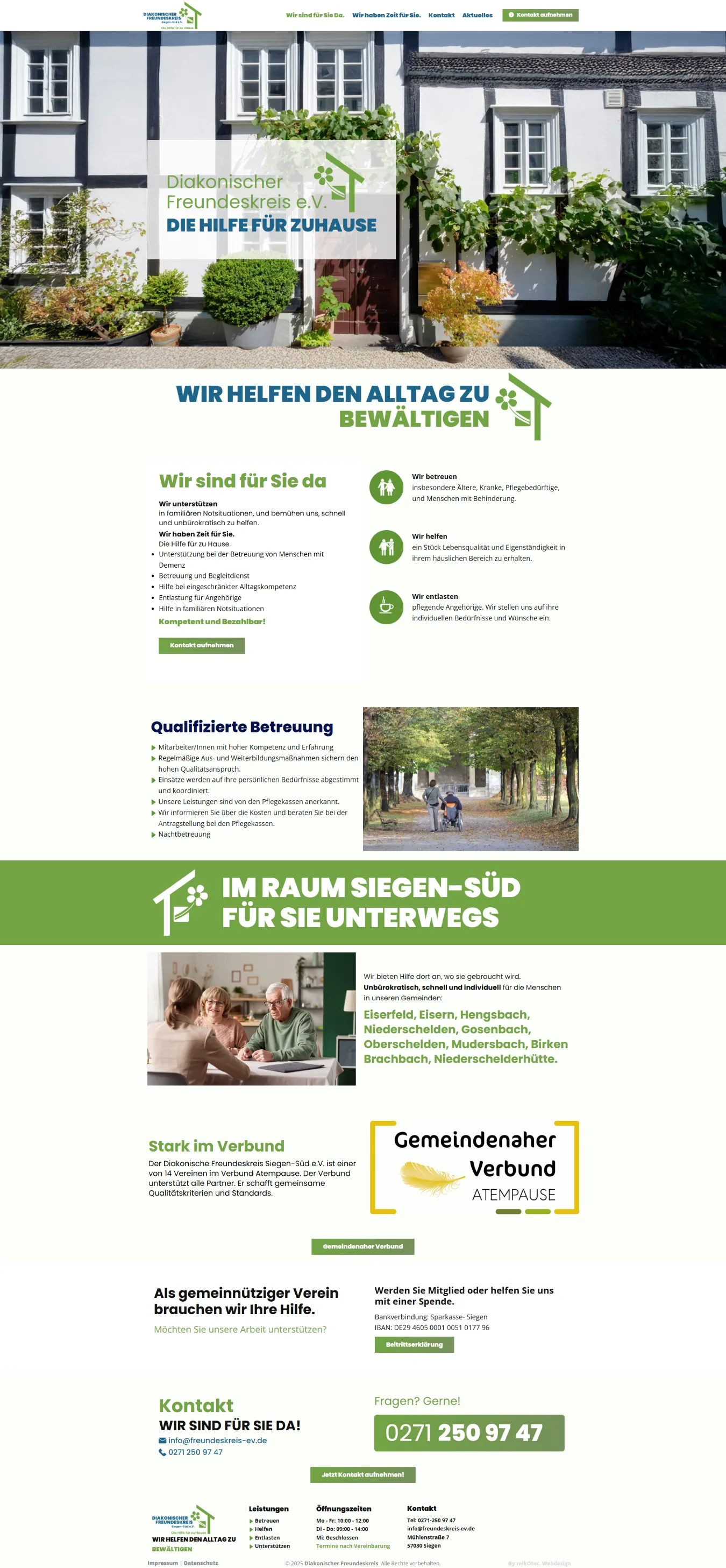 Website Diakonischer Freundeskreis, Desktop-Ansicht
