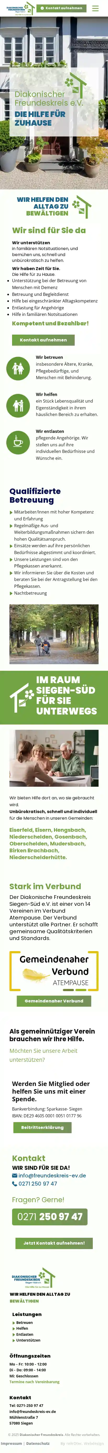 Website Diakonischer Freundeskreis, Handy-Ansicht