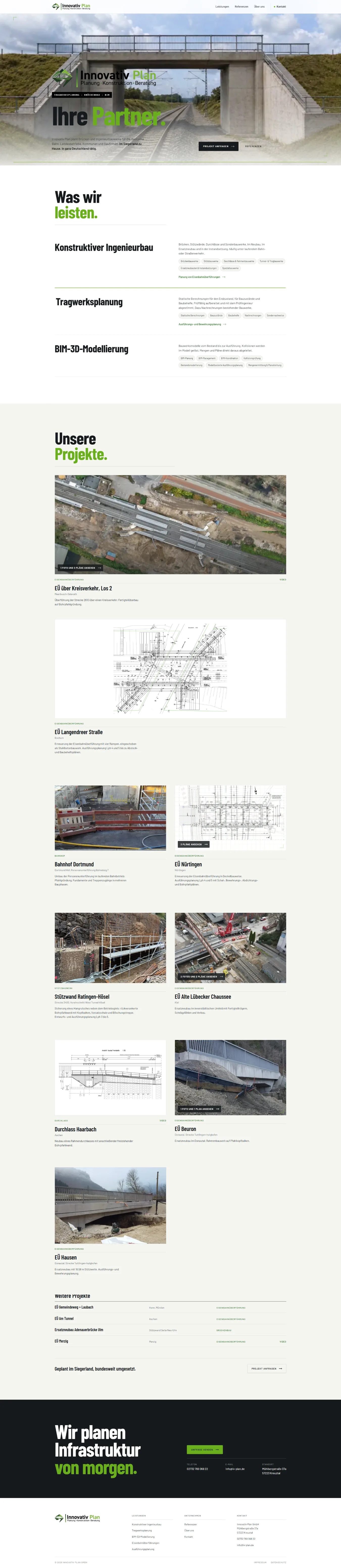 Website Innovativ Plan, Desktop-Ansicht